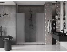 Mexen Velar L Duo, posuvné sprchové dvere do otvoru 170 cm, 8mm sklo námraza, brúsený grafit, 871-170-003-32-95