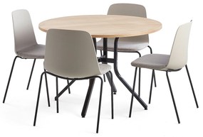 Zostava nábytku: stôl Various + 4 šedé stoličky Langford