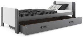Detská posteľ s úložným priestorom DAREK, 200x80, biela/sivá