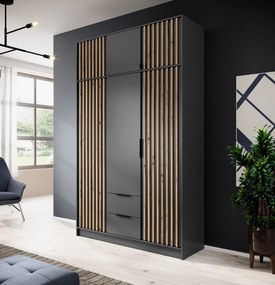 PIA Nadstavec na šatníkovú skriňu Nelly 3D - dub artisan / čierna