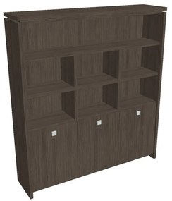 Vysoká skriňa Verno 188 x 46 x 210 cm, s regálom, dub antracit