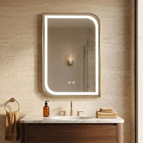 Rea Zone, LED zrkadlo, 60x80 cm, zlatá matná, HOM-00209