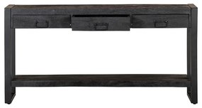 Konzolový stolík z mangového dreva Atlanta Black 3 zásuvky 150 cm Mahom
