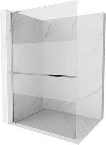 Mexen Kioto+ L, sprchová zástena Walk-In s poličkou a vešiakom 100 x 200 cm, 8mm číre sklo-námraza, chrómový profil, 800-100-123-01-35