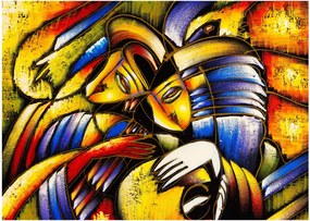 Sklenený obraz - Olejomaľba, milenci (70x50 cm)