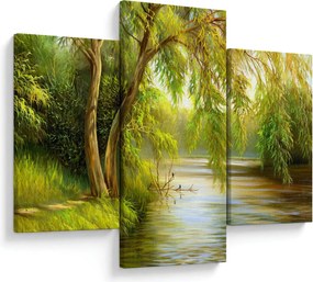 Obraz - Vŕba pri jazere, olejomaľba (90x60 cm)