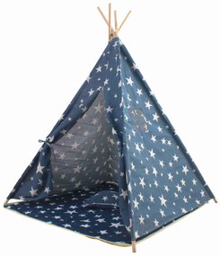 Detský indiánsky stan Hviezdy Teepee Aga4Kids MR7003 - tmavomodrý