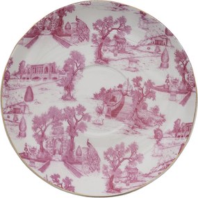 Bielo-ružová porcelánová šálka s tanierikom - Ø 10*6 / Ø 15*2 cm / 250 ml