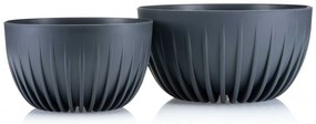 PLASTOVÝ KVETINÁČ STRIPPED ECO 16X30 CM ANTRACITOVÁ
