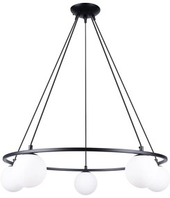 Závesné svietidlo Yoli, 5x biele sklenené tienidlo, b