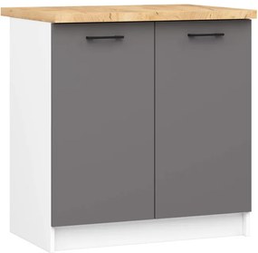 Spodná kuchynská skrinka s doskou OLIWIA S80 biela / grafitová / sivá