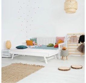 Kondela Detská rozkladacia posteľ s prístelkou, biela, masív, PEDREZA