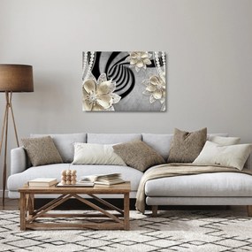 Sklenený obraz - 3D zlaté kvety (70x50 cm)
