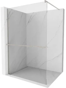 Mexen Kioto+, sprchová zástena Walk-In s poličkou a vešiakom 80 x 200 cm, 8mm číre sklo, brúsená oceľ profil, 800-080-121-97-00