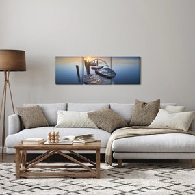 Obraz - Kamenné mólo (s hodinami) (90x30 cm)