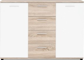 Komoda so 4 zásuvkami Jacky, dub sonoma/biela