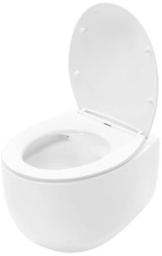 Rea Lars, závesná WC misa Rimless 50x37x29 cm vrátane sedadla s pomalým zatváraním, biela, REA-C9500