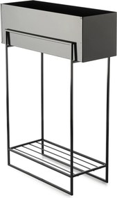 KOVOVÝ KVETINÁČ SO STOJANOM RECT 82X23X60 CM ČIERNA