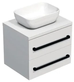 Kúpeľňová skrinka s čiernou úchytkou a krycou doskou SAT Cube Way 60x47,5x46 cm biela lesk CUBE46C1603BI45, 1 ks