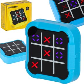 KIK Elektronická hra 4v1 Tic-Tac-Toe s LED podsvietením, modrá logická konzola pre deti
