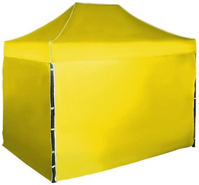 Rýchlorozkladací nožnicový stan 2x3m - oceľový, Žltá, 4 bočné plachty