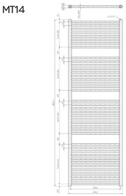 Mereo, Vykurovací rebrík 450x1330 mm, rovný, biely, MER-MT02