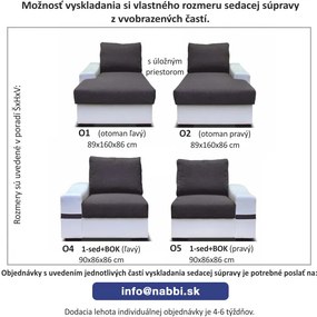 Rohová sedačka U s rozkladom Oregon L - biela / sivá
