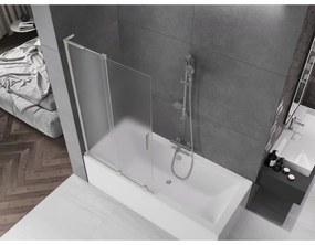 Mexen Velar L, 2-krídlová posuvná vaňová zástena 100 x 150 cm, 8mm sklo námraza, brúsená oceľ, 896-100-003-31-97