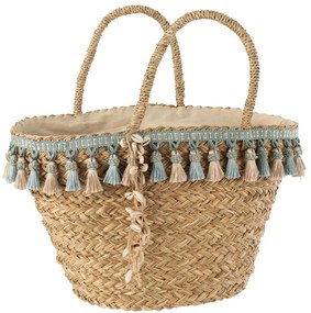 Prírodná plážová taška/ košík so strapcami Beach tassel - 48*23*50 cm