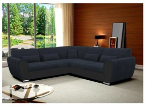 Rozkladacia rohová sedacia súprava s úložným priestorom v tvare L VISEU ľavá antracit/čierna