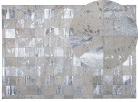 Kožený koberec 160 x 230 cm béžová/strieborná YAZIR Beliani