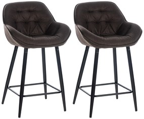 Barová stolička Gibson (SET 2 ks) - látka, kovové nohy čierne - Hnedá