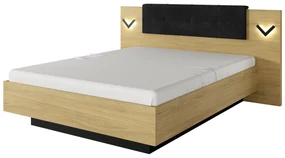 Manželská posteľ 160 cm Versaccio (s úložným priestorom) (s osvetlením) (bez matraca a roštu) (dub scandi + čierna). Akcia -20%. Vlastná spoľahlivá doprava až k Vám domov. 1071403