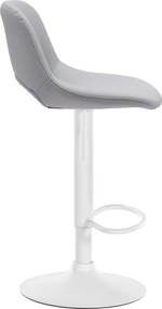 Barová stolička Camden - koženka, biely rám - Sivá
