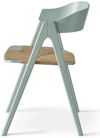 Svetlozelená jedálenská stolička z bukového dreva s ratanovým sedákom Findahl by Hammel Mette