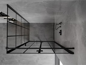Mexen Mist-F T, 1-krídlový skladací sprchový kút pravý 110 x 80 cm, číre sklo-čierna mriežka, 8A6T-110-080-70-77-P