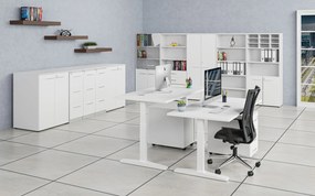 Kancelárska policová skriňa PRIMO WHITE, polené dvere, 800 x 500 x 1781 mm, biela