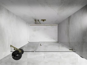 Mexen Lunar-B, pravé otočné sprchové dvere 145 cm, 8mm číre sklo, zlatý matný profil, 832S-145-050-55-00-P