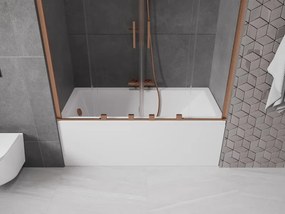 Mexen Velar Duo, 2-krídlová posuvná vaňová zástena 150 x 150 cm, 8mm číre sklo, medený matný profil, 896-150-000-02-65