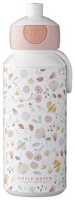 Detská fľaša v bielej a svetloružovej farbe 400 ml Flowers &amp; butterflies – Mepal