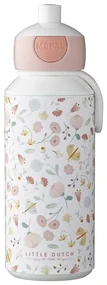 Detská fľaša v bielej a svetloružovej farbe 400 ml Flowers & butterflies – Mepal