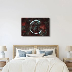 Obraz - Neónový kruh medzi palmami (90x60 cm)