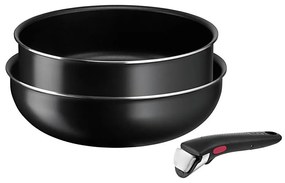 Tefal - Sada panvíc 3 ks INGENIO EASY COOK & CLEAN BLACK