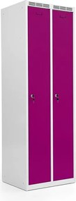 Kovová šatníková skriňa Trestles SS2M 1800x600x500 mm, 2 oddiely, fialové dvere Podnož: sokel, Zámok: cylindrický