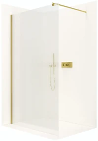 CERANO - Sprchová zástena Walk-in Onyx Ľ/P - guľatá vzpera - zlatá kartáčovaná, ryhované sklo - 50x200 cm, CER-CER-8050BD335