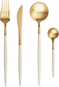 STILETTO Príbory matné set 4 ks – zlatá/biela