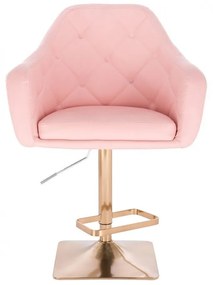 LuxuryForm DESIGN Barová stolička ANDORA na zlatej hranatej podstave - ružová