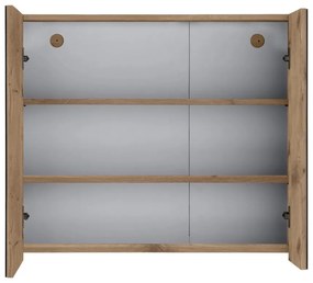 Závesná kúpeľňová skrinka so zrkadlom v dekore duba v prírodnej farbe 80x70 cm Wisla – Støraa