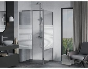Mexen Apia, sprchový kút s posuvnými dverami 90 (dvere) x 90 (stena) cm, 6mm číre-pásy sklo, chrómový profil, 840-090-090-01-20