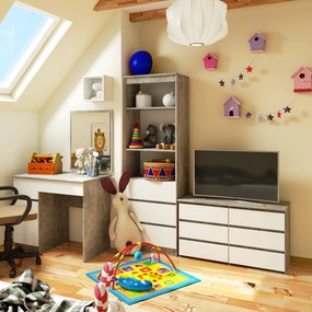 Komoda CL 100 cm 6 zásuviek betón/biela